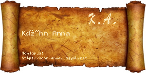 Kóhn Anna névjegykártya